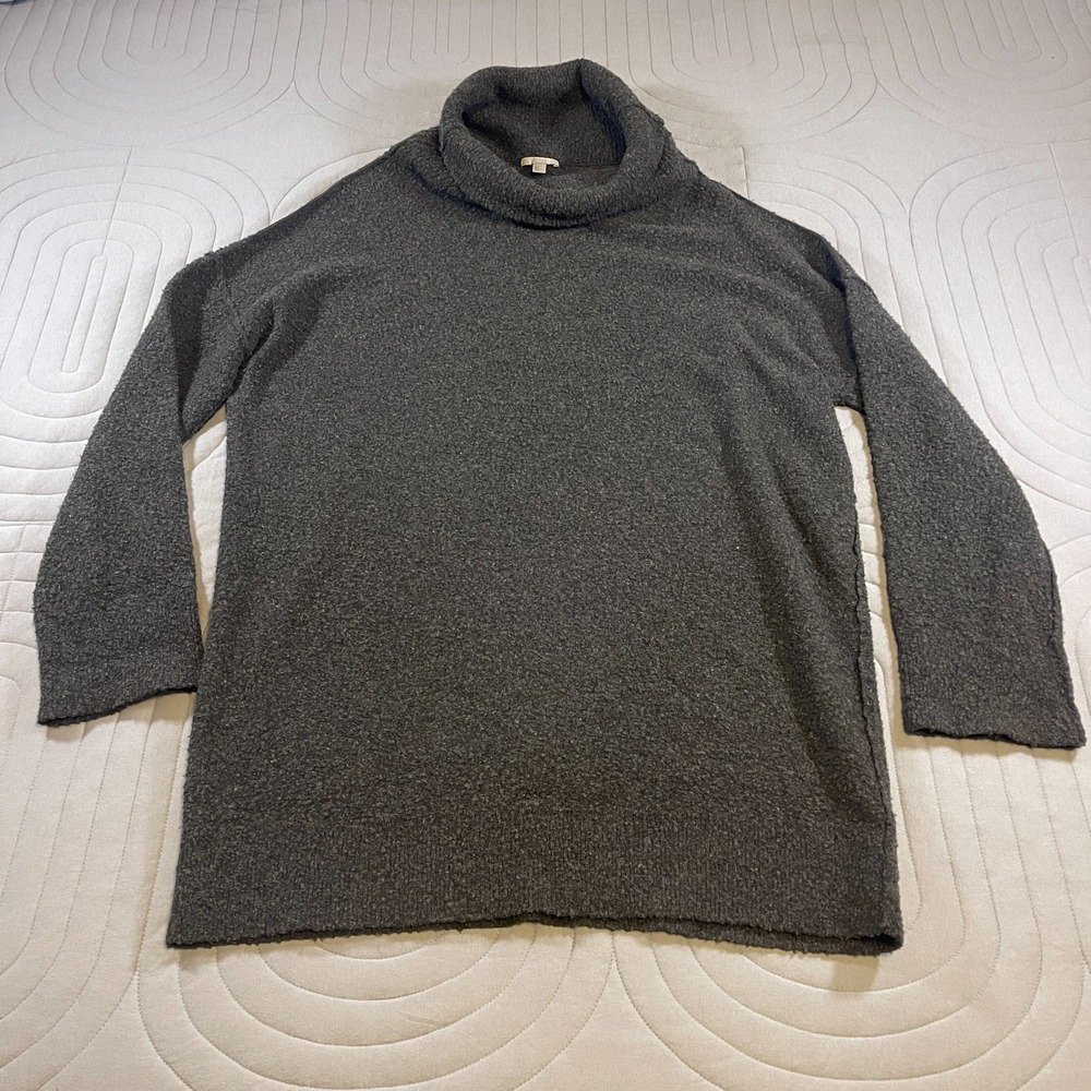 COS Womens Turtleneck Sweater Dress Large Gray Wool Blend Knit Long Sleeve Cozy